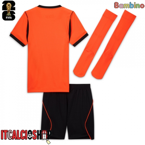 Paesi Bassi Prima Maglia Bambino Mondiali 2026 Manica Corta (+ Pantaloni corti)